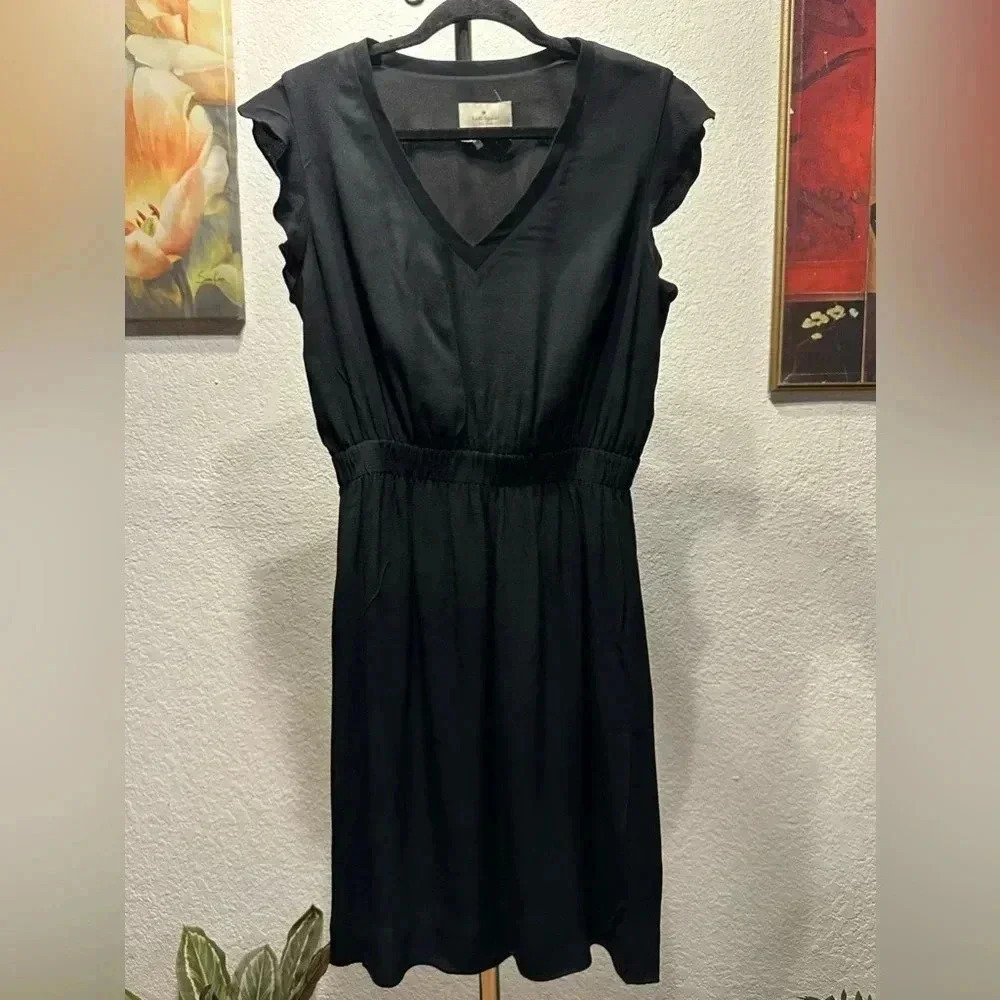Kate Spade ruffle sleeve black mini dress size 10